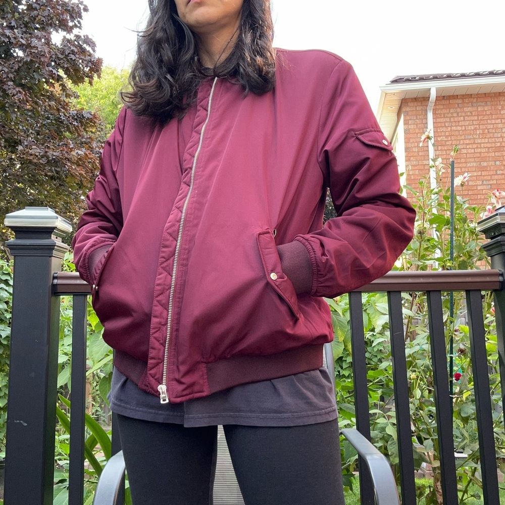 Zara Burgundy Bomber Jacket